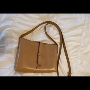 J. Crew tan smooth leather crossbody.